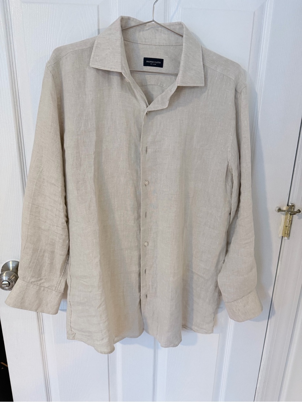 Proper Cloth Men’s Linen Dress Shirt — Natural Beige